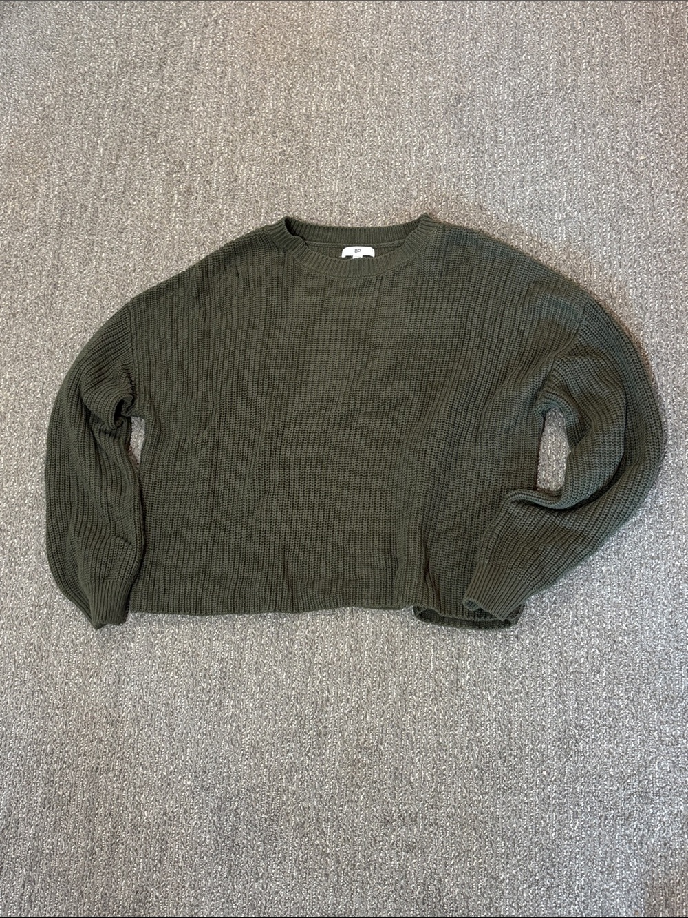 BP/Nordstrom-Olive Green Women's Crewneck Knit Sweater
